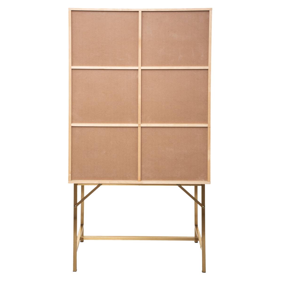 Buffet haut 2 portes cannage rotin sur piètement doré RAYO beige, ATMOSPHERA