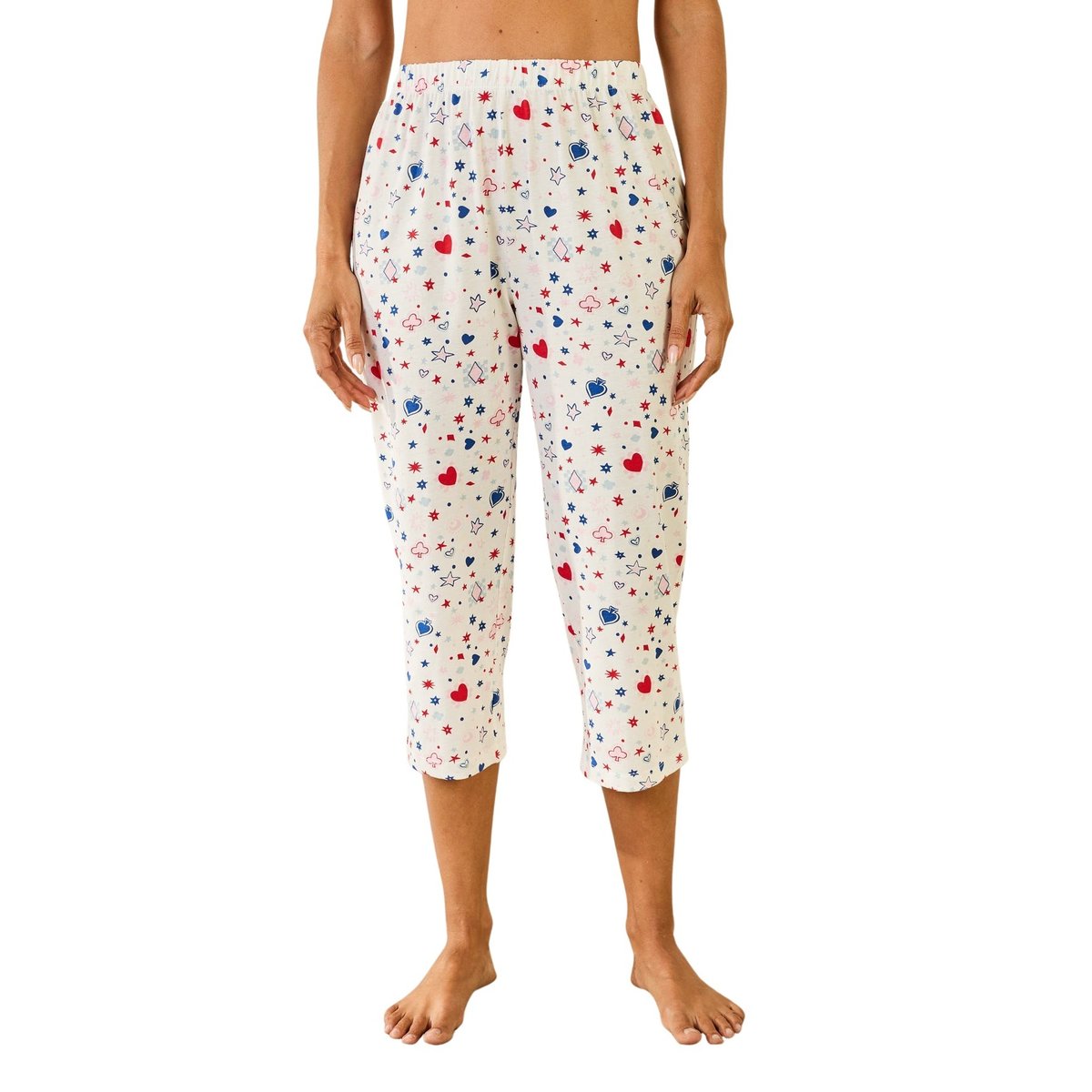 Pantacourt de pyjama femme imprimé blanc, DAXON