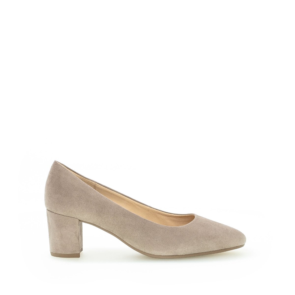 Escarpins en cuir à talon bloc recouvert beige, GABOR