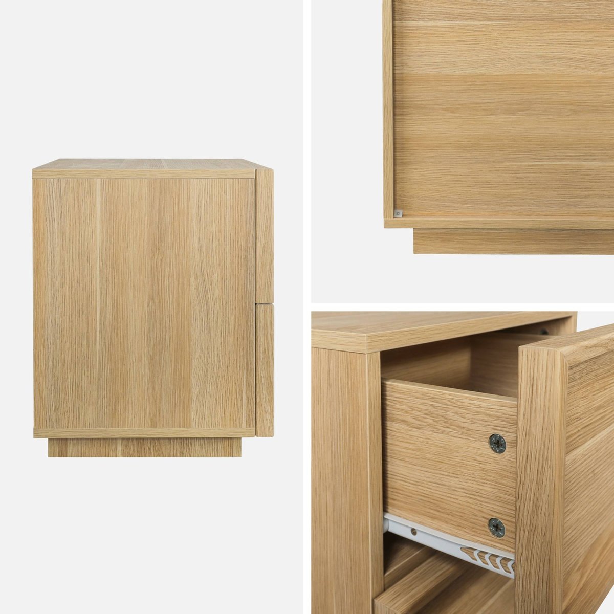 Table de chevet décor bois 2 tiroirs (lot de 2) KUBA naturel, SWEEEK