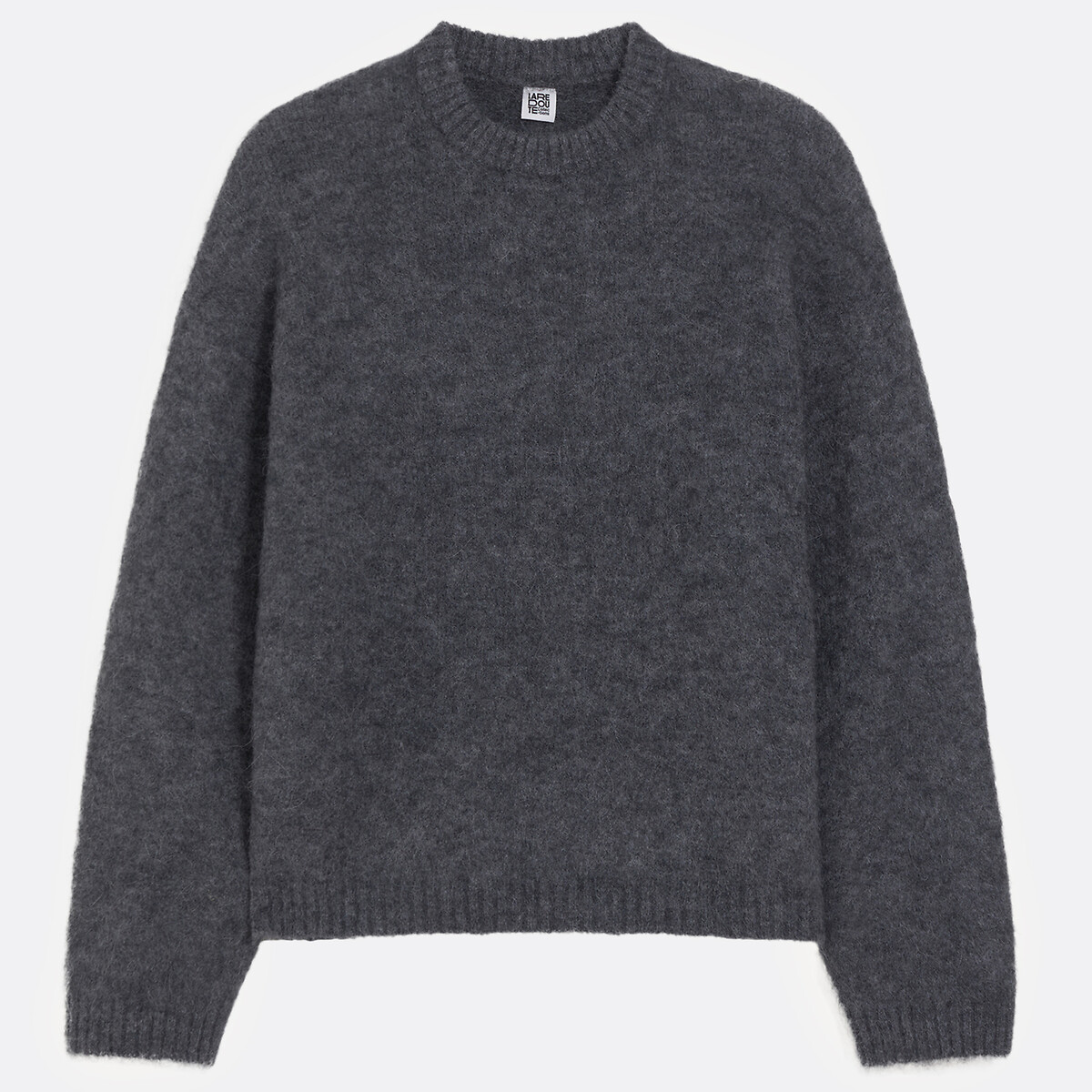 Pull col rond en alpaga brossé mélangé, Signature AZELIE gris anthracite chiné, LA REDOUTE COLLECTIONS
