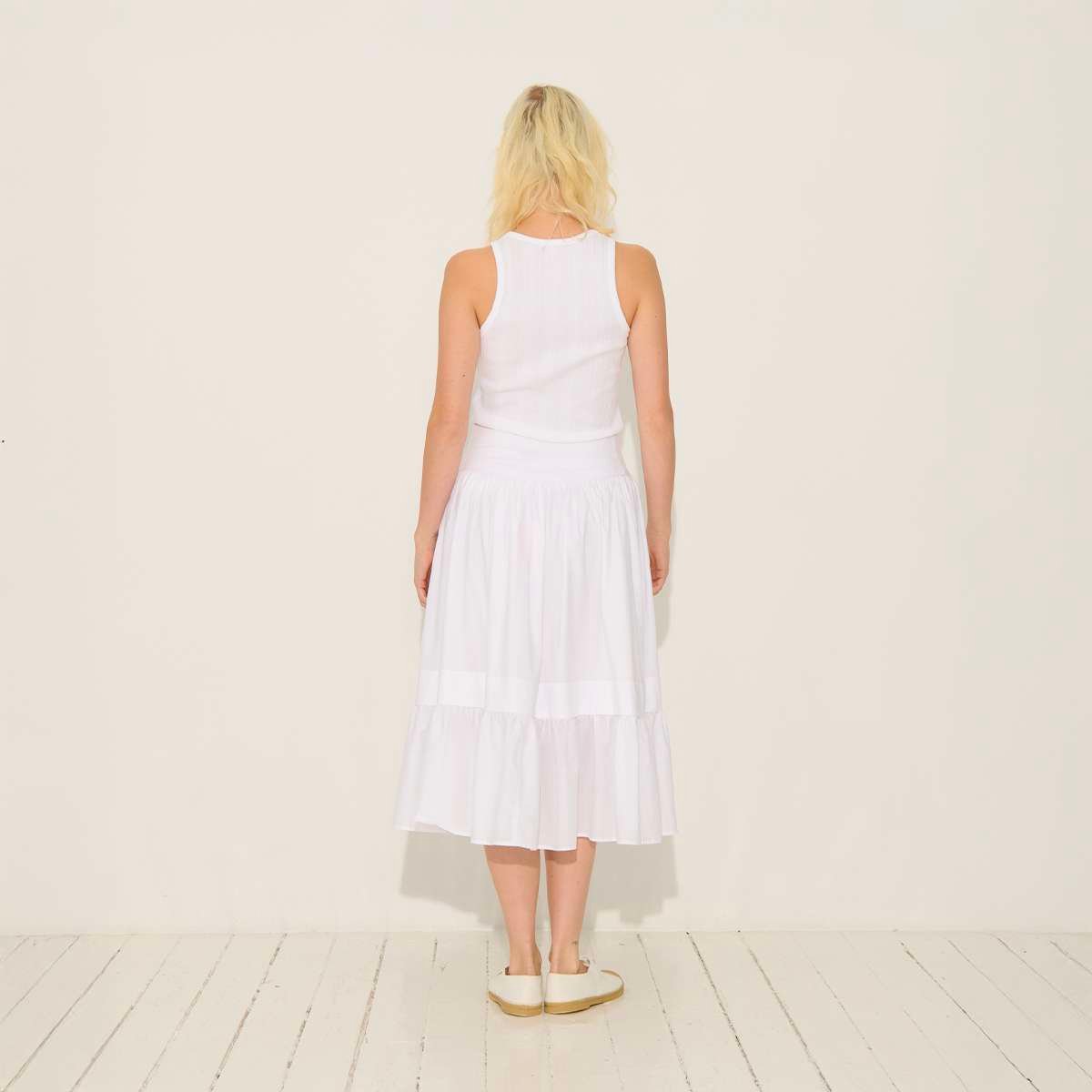Jupe midi en voile de coton coupe ample PANDORA blanc, BENSIMON
