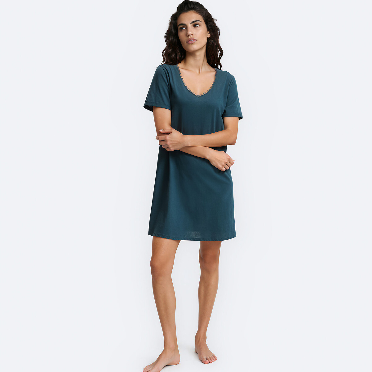 Chemise de nuit en jersey bleu encre, LA REDOUTE COLLECTIONS