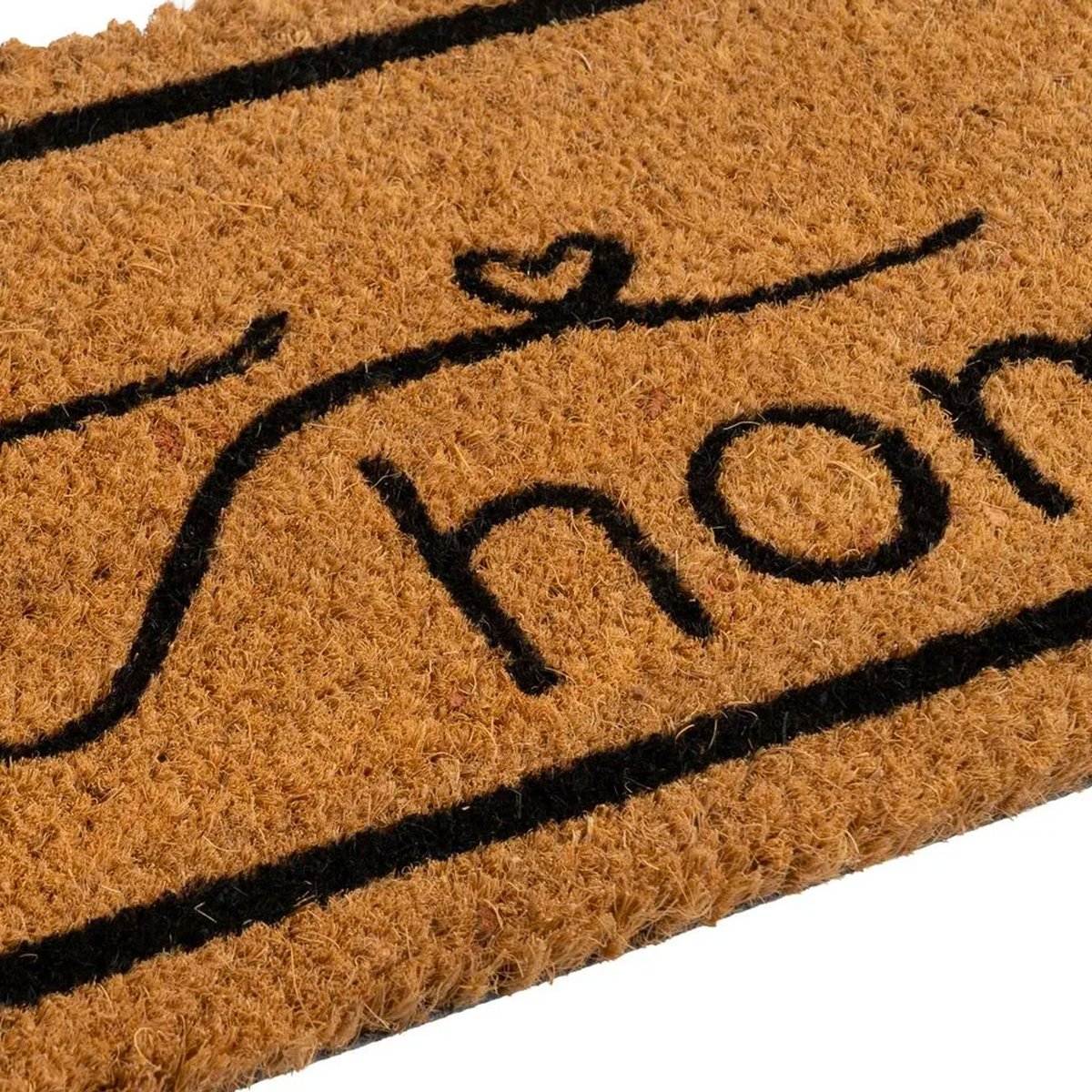 Paillasson coco long étroit Home sweet home 75x25x1.5cm marron, WADIGA