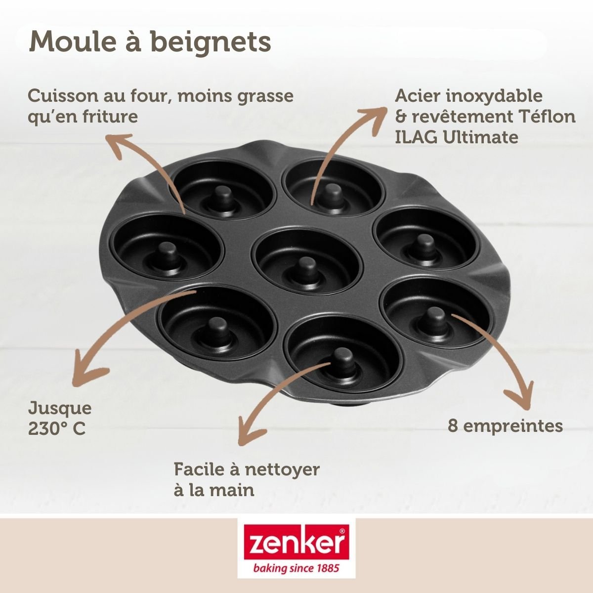 Moule pour 8 beignets au four BLACK METALLIC noir, ZENKER