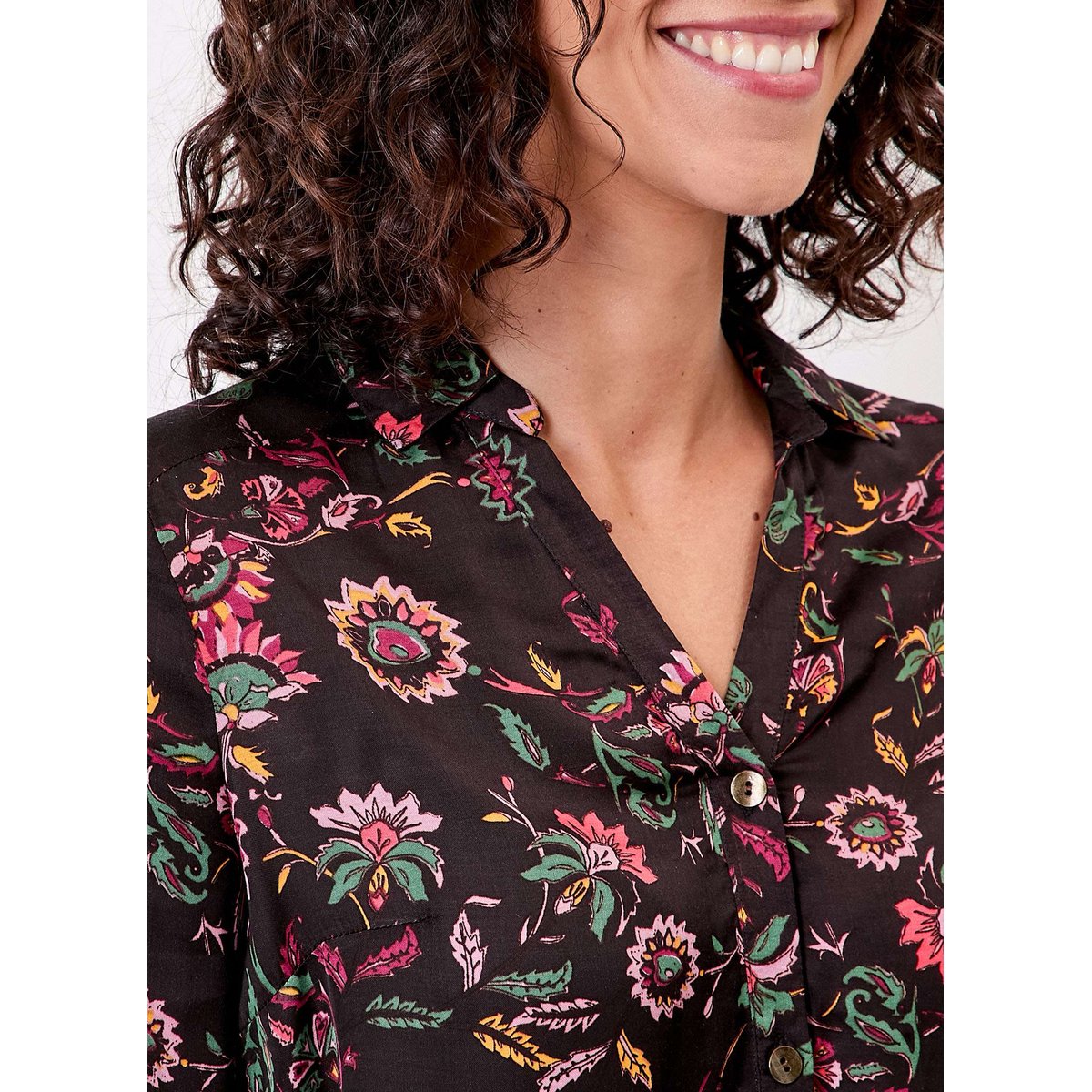 Chemise droite satinée REY noir nokomi, LA FIANCÉE