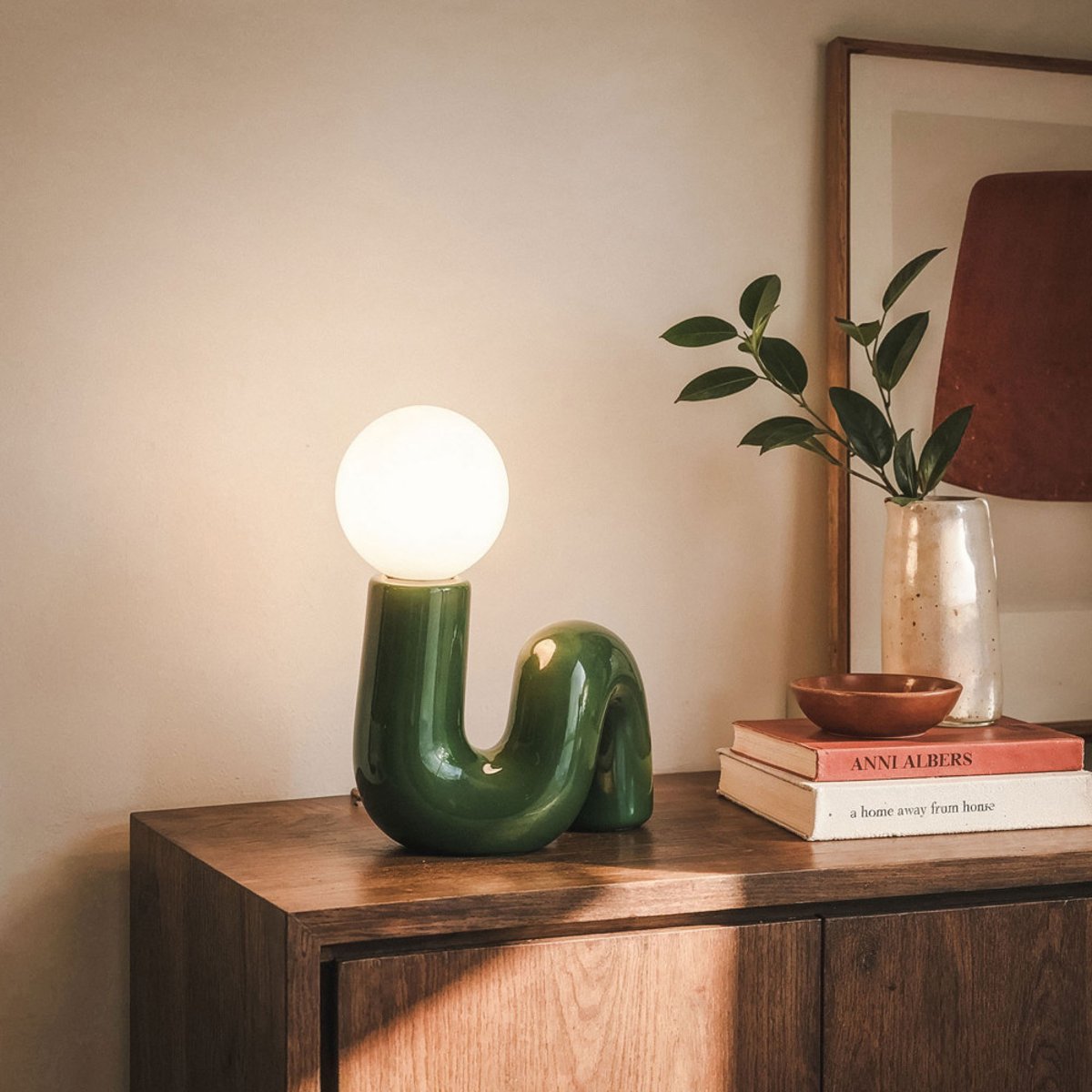 Lampe à poser en céramique- LEONIE vert, DRAWER