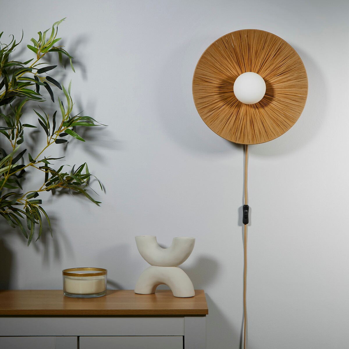 Serres Raffia & Opal Wall Light brown , SO'HOME