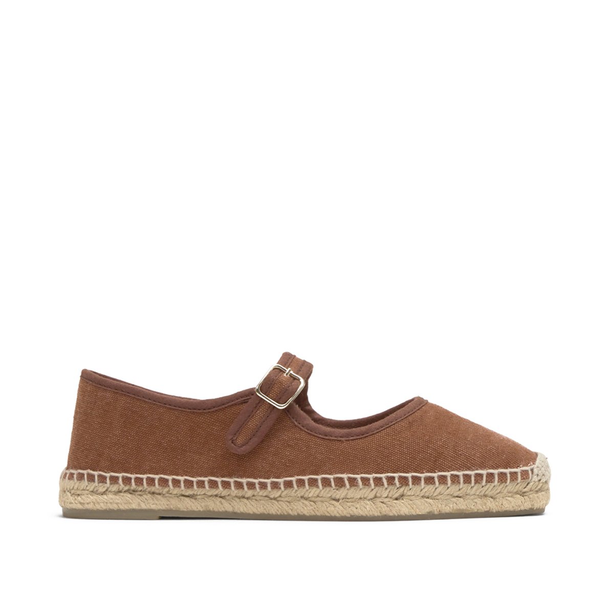 Espadrilles plates style Mary-Jane en coton PADUA PLATFORM cognac, CASTANER