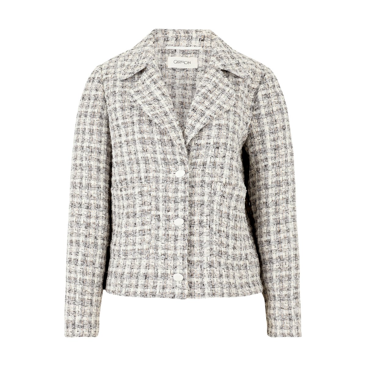 Blazer en tweed à poches plaquées blanc/marron, CARTOON