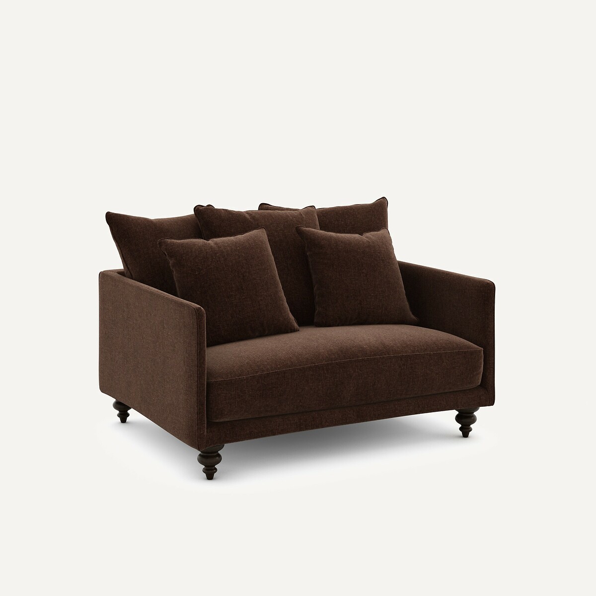 2-zits compacte bank in chenille fluweel, Lazare gebrand kastanje, AM.PM