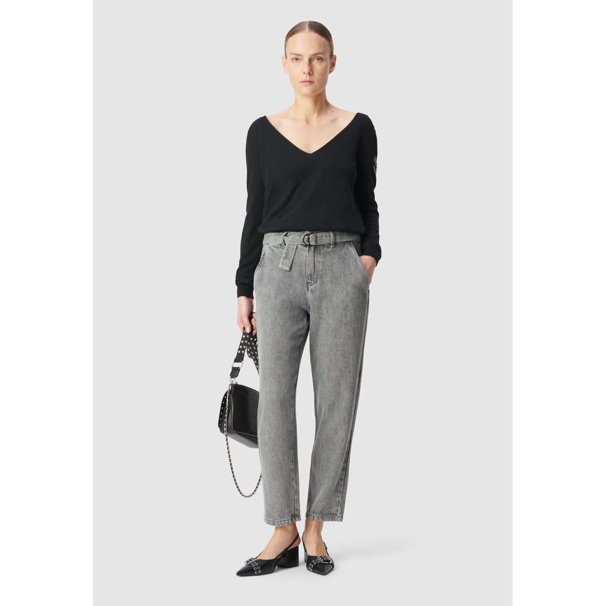 Jean baggy court ANDREA gris clair, IKKS