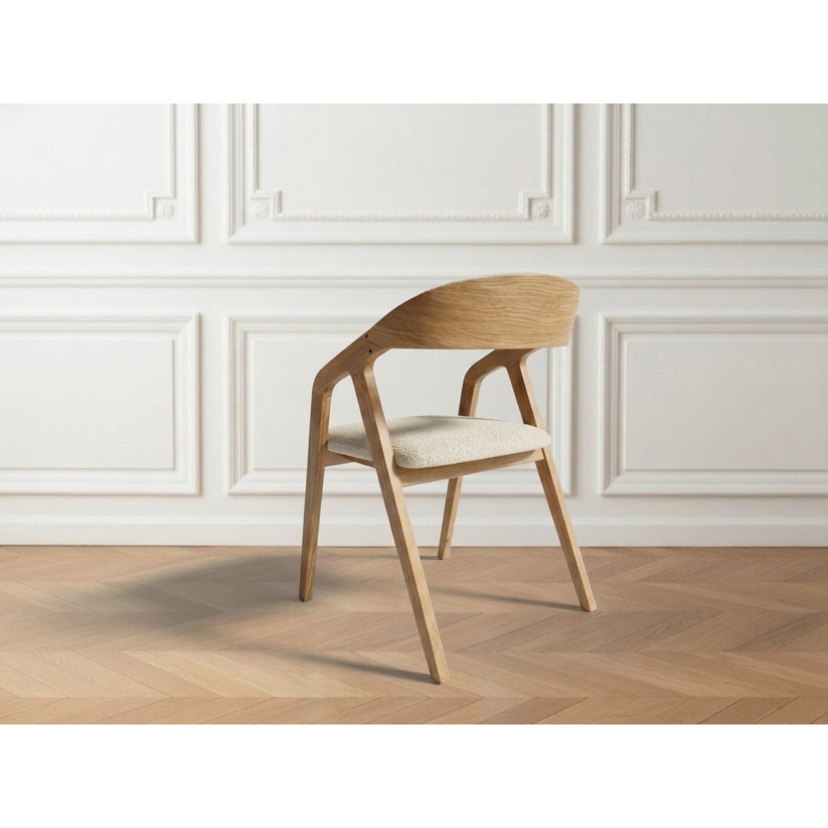 Lot de 2 chaises tissu bouclette, PRISCA blanc, BOBOCHIC