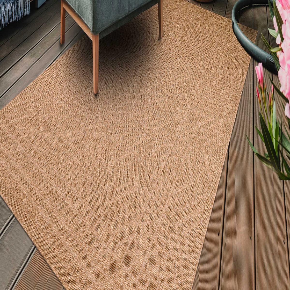 Tapis extérieur tissé kilim rectangle JUTE ART 3 beige, UN AMOUR DE TAPIS