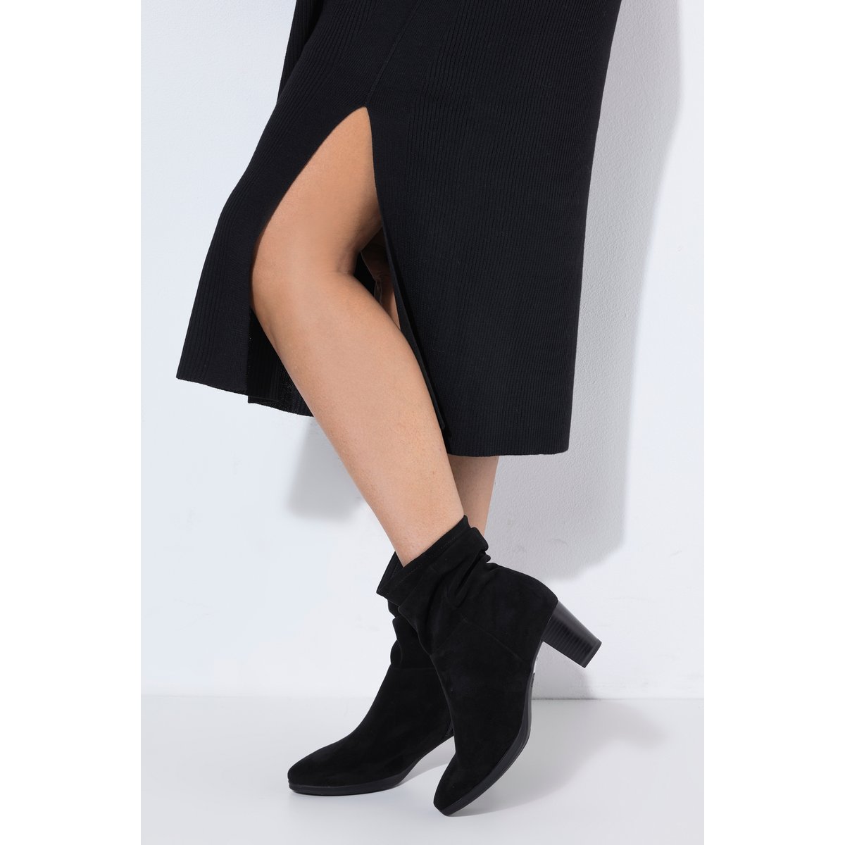 Robe longue en jersey côtelé, coupe oversize noir, ULLA POPKEN