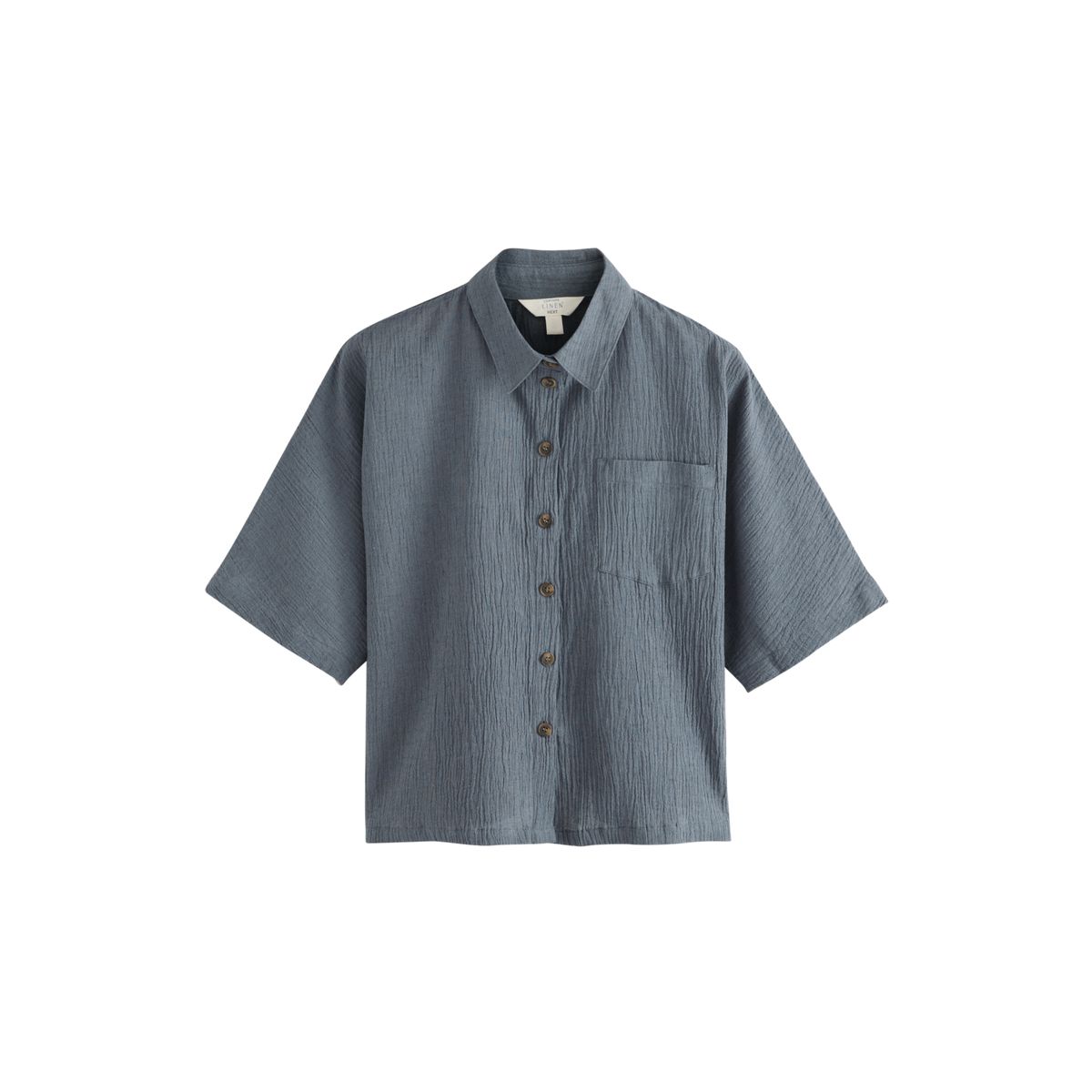 Chemise manches courtes en lin, lot de 2 rayures ardoise/blanches, NEXT