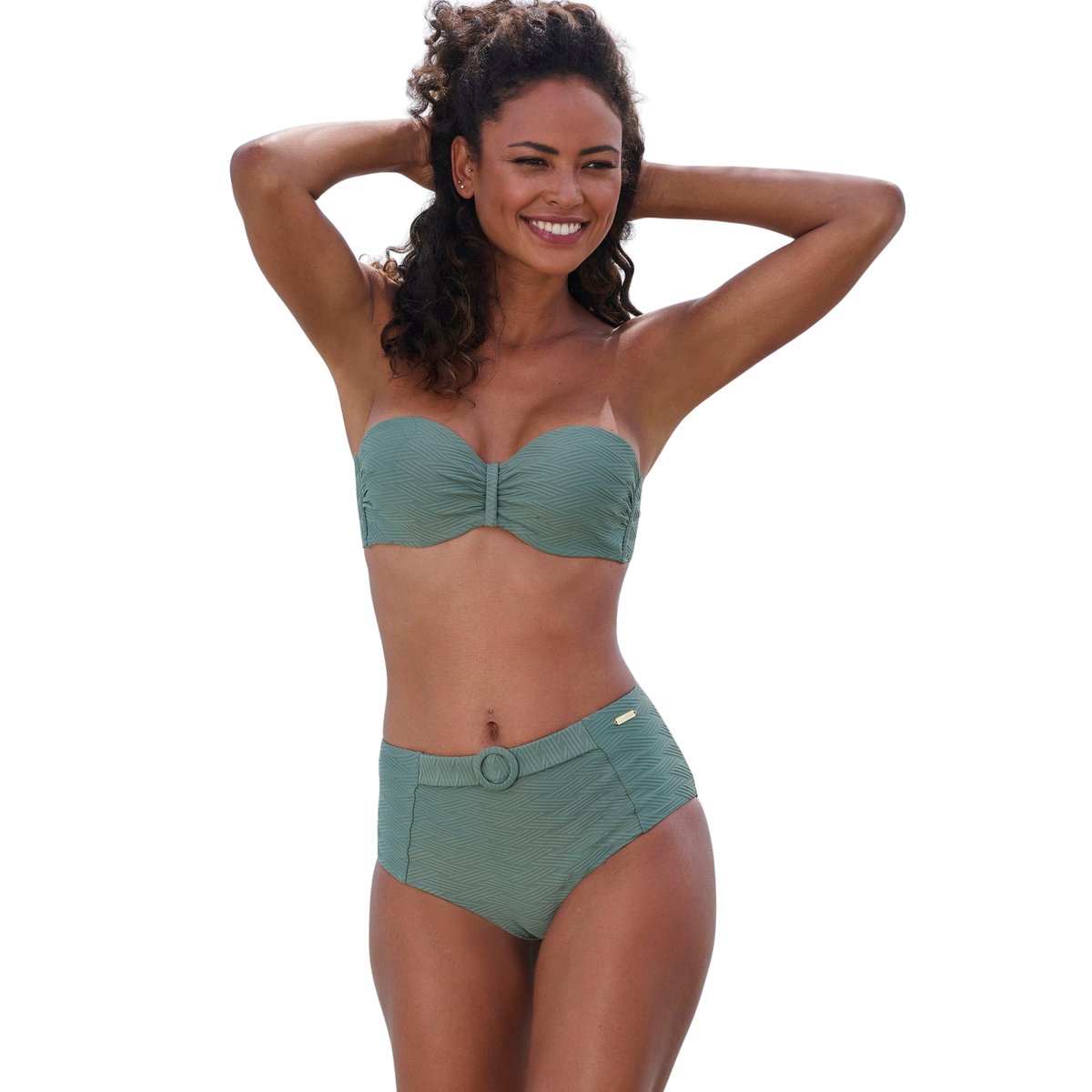Haut maillot de bain bandeau armaturé Loretta kaki, LASCANA