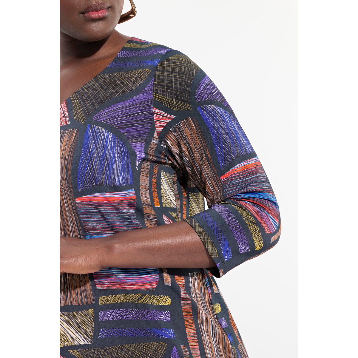 T-shirt long en tissu fluide mûres, ULLA POPKEN