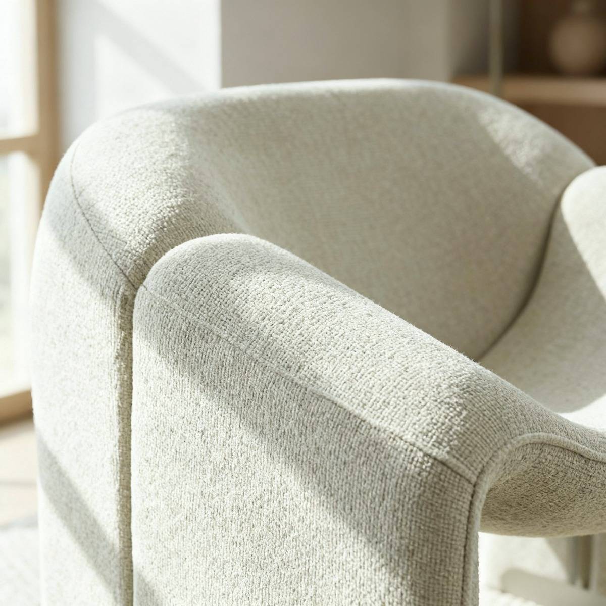 Fauteuil en tissu THÉA blanc, MADE IN MEUBLES