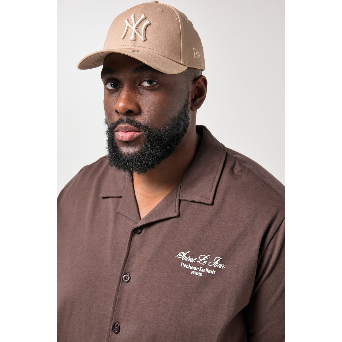 Chemise en jersey marron châtaigne, STHUGE