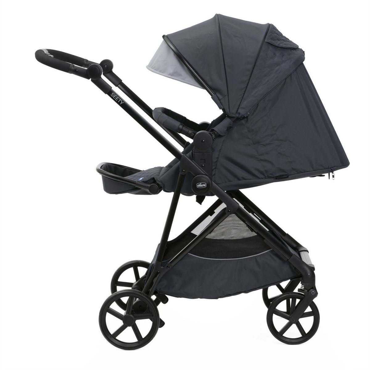 Poussette trio Seety + Siège auto Kory I-Size essential + Nacelle Seety gris, CHICCO