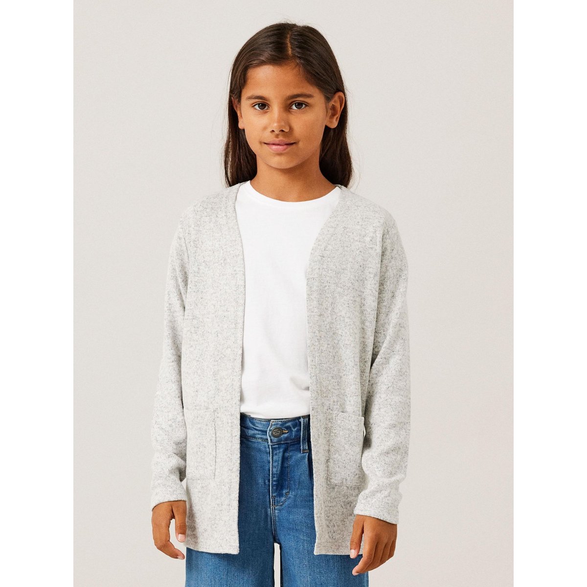 Cardigan En Maille grey melange, NAME IT