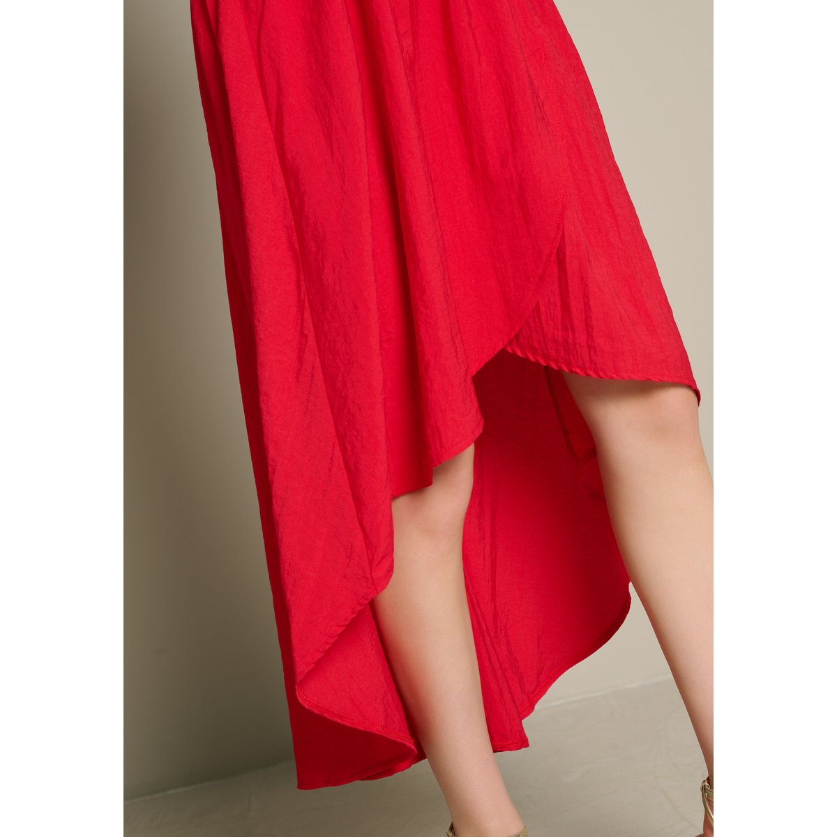 Robe asymétrique sans manches rouge, LOLALIZA