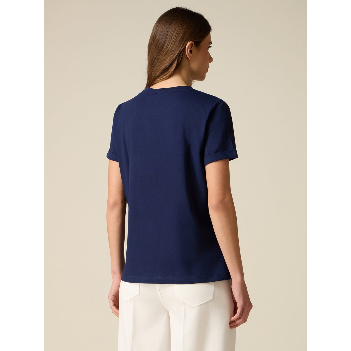 T-shirt avec applications bleu, OLTRE
