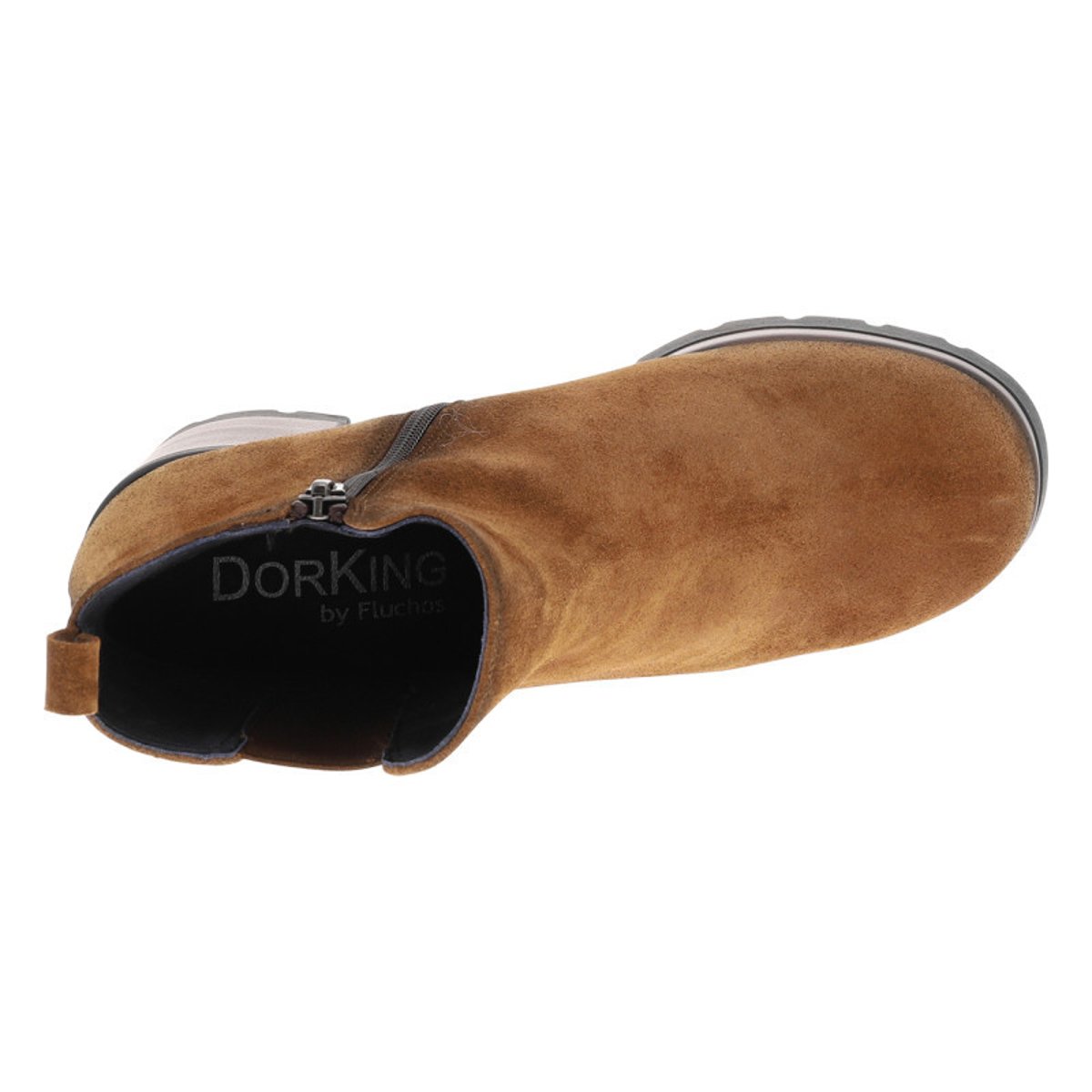 Boots brunes avec semelle à talon décroché haut et soufflets élastiqués brunes, DORKING