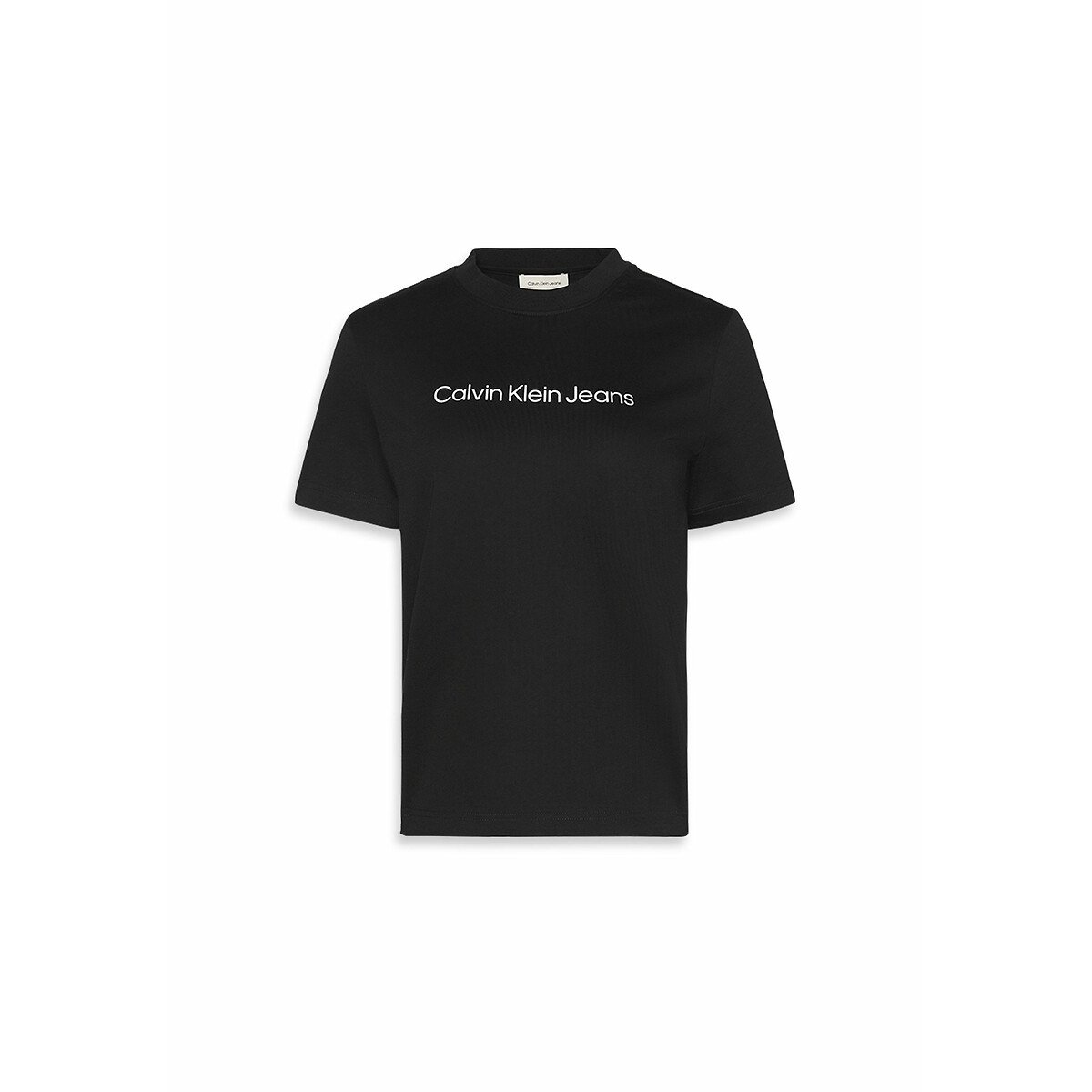 T-shirt col rond à logo, manches courtes noir, CALVIN KLEIN JEANS