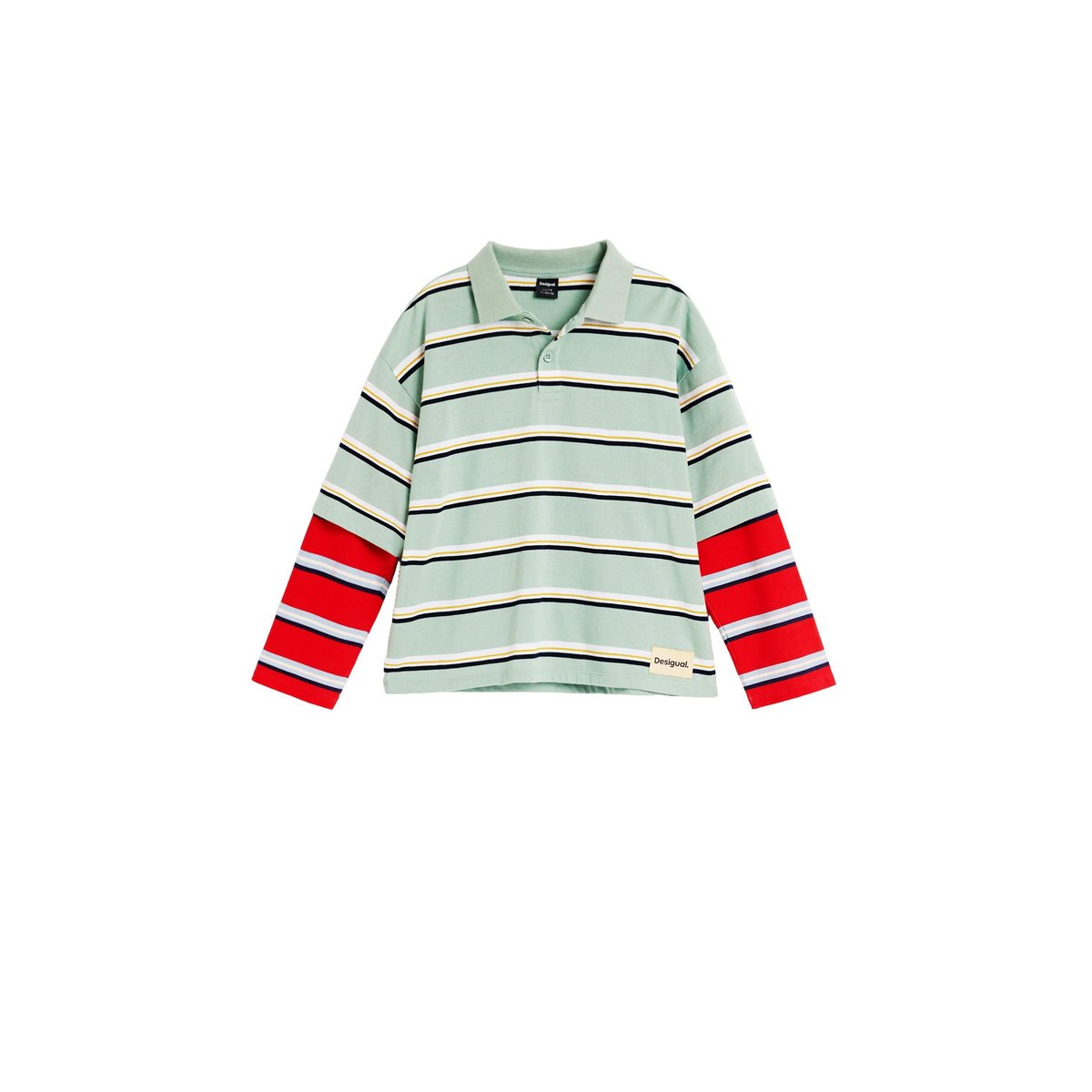 Polo à rayures à double manche bleu, DESIGUAL