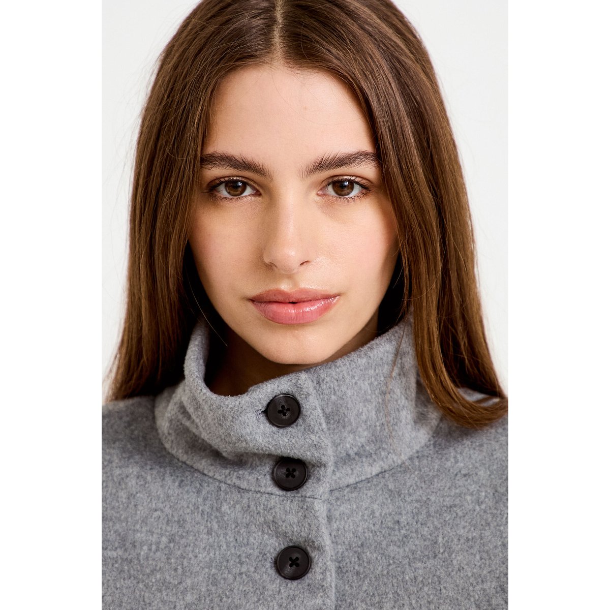 Veste courte aspect laineux gris, CACHE CACHE