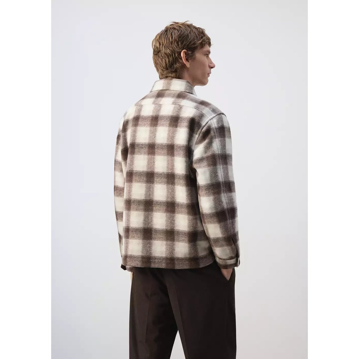 Surchemise flanelle carreaux marron, MANGO MAN