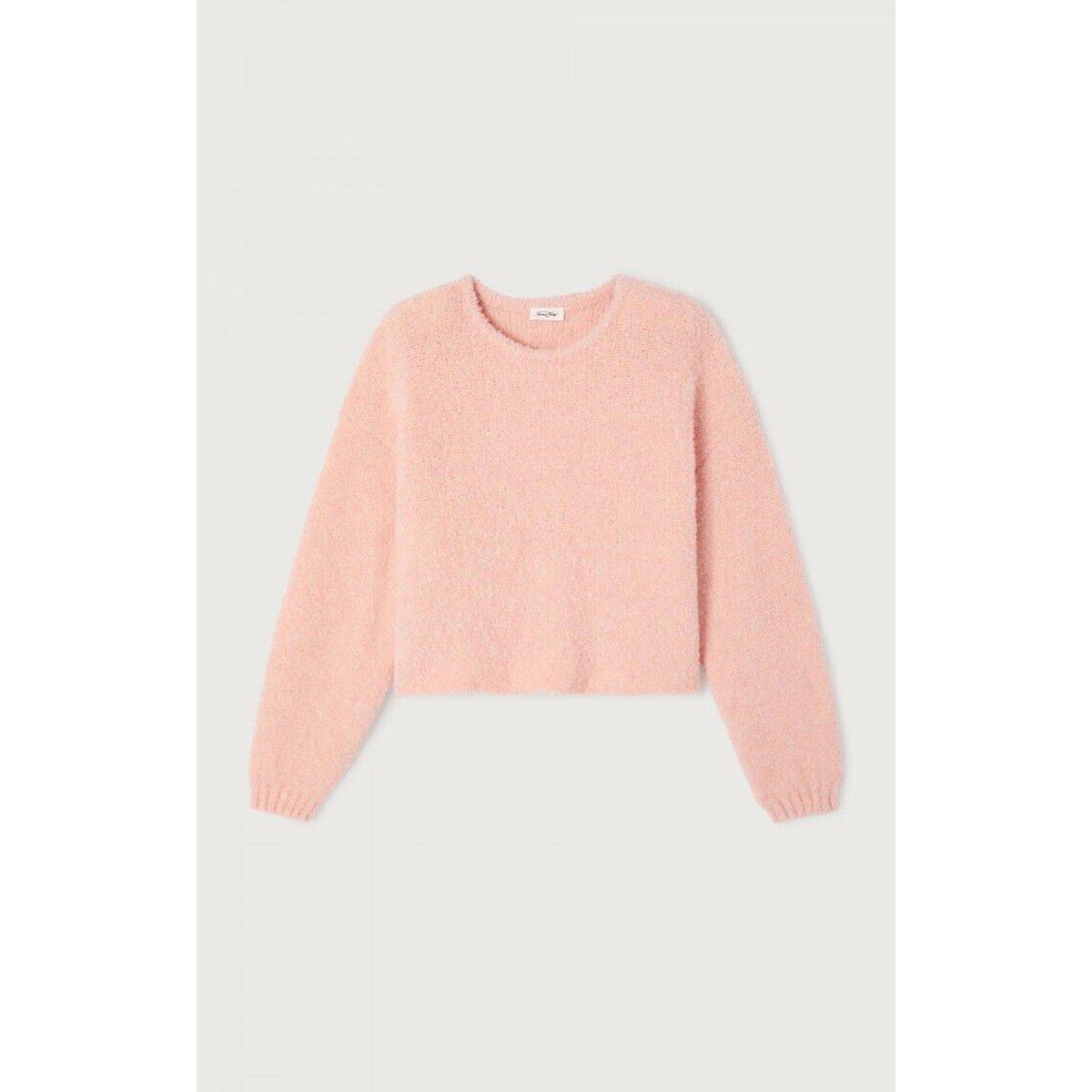 Pull manches longues col rond, ZOLLY rose chiné, AMERICAN VINTAGE