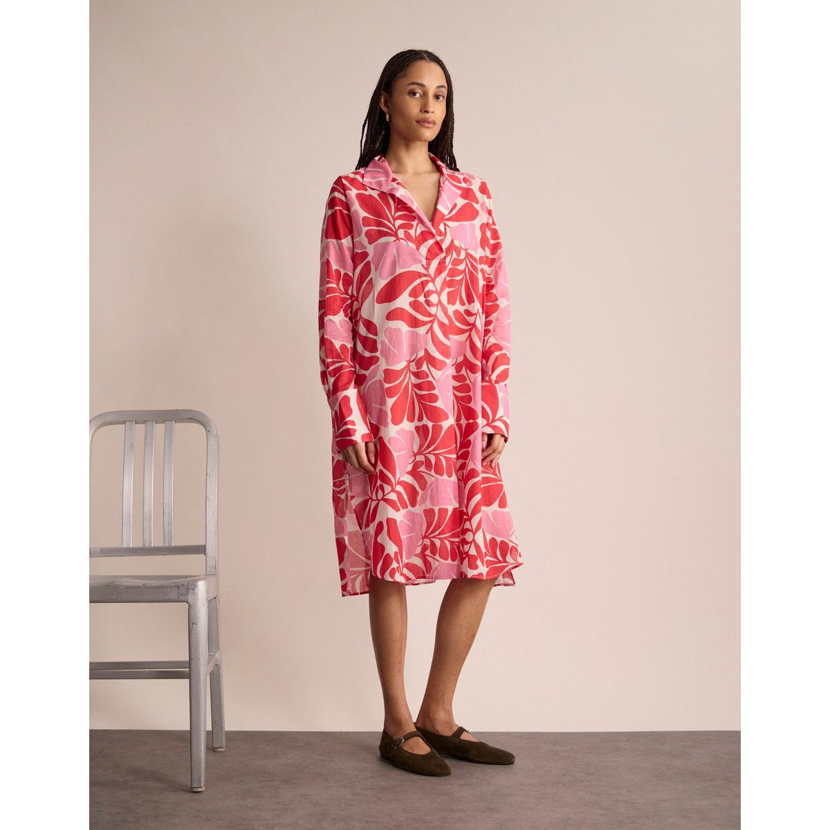 Robe Noella en coton rose, INES DE LA FRESSANGE PARIS
