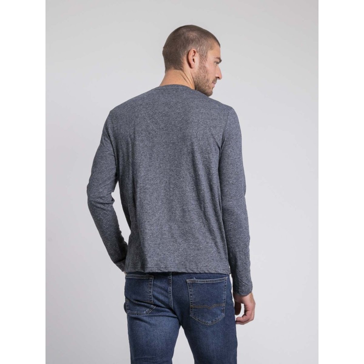 T-shirt Manches Longues Col Rond Pur Coton Jabertolo bleu marine, RITCHIE