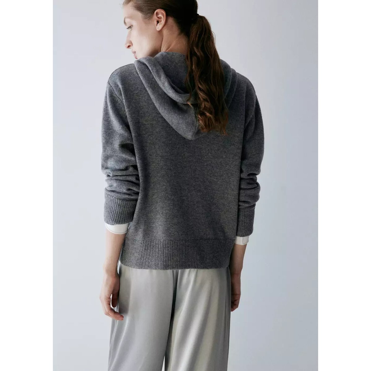 Cardigan 100 % laine à zip gris, MANGO