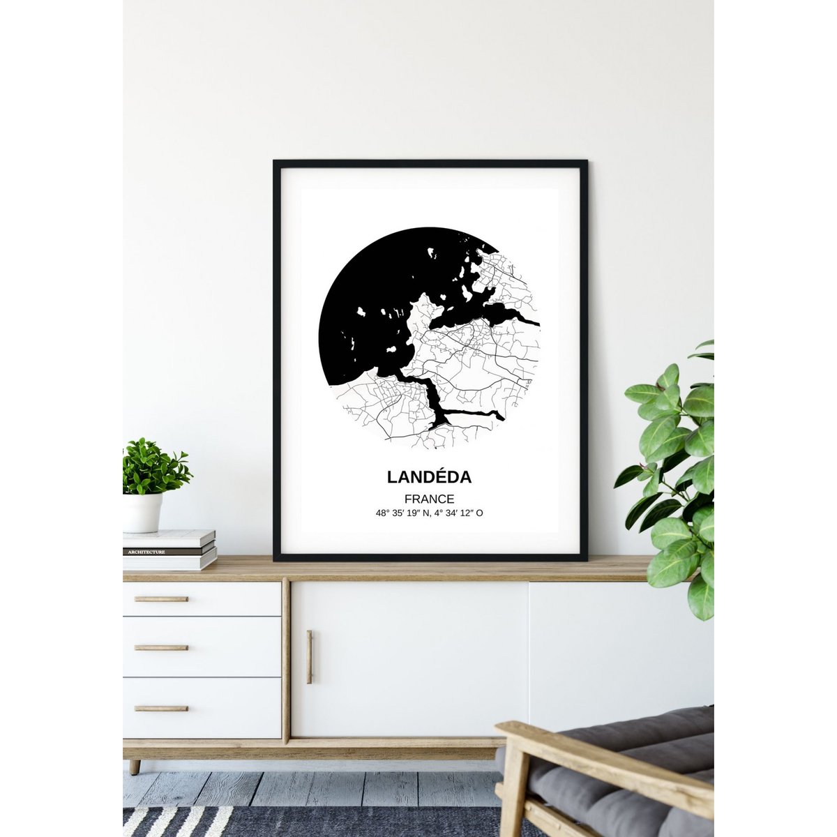 Affiche Carte Landéda blanc, L'AFFICHERIE