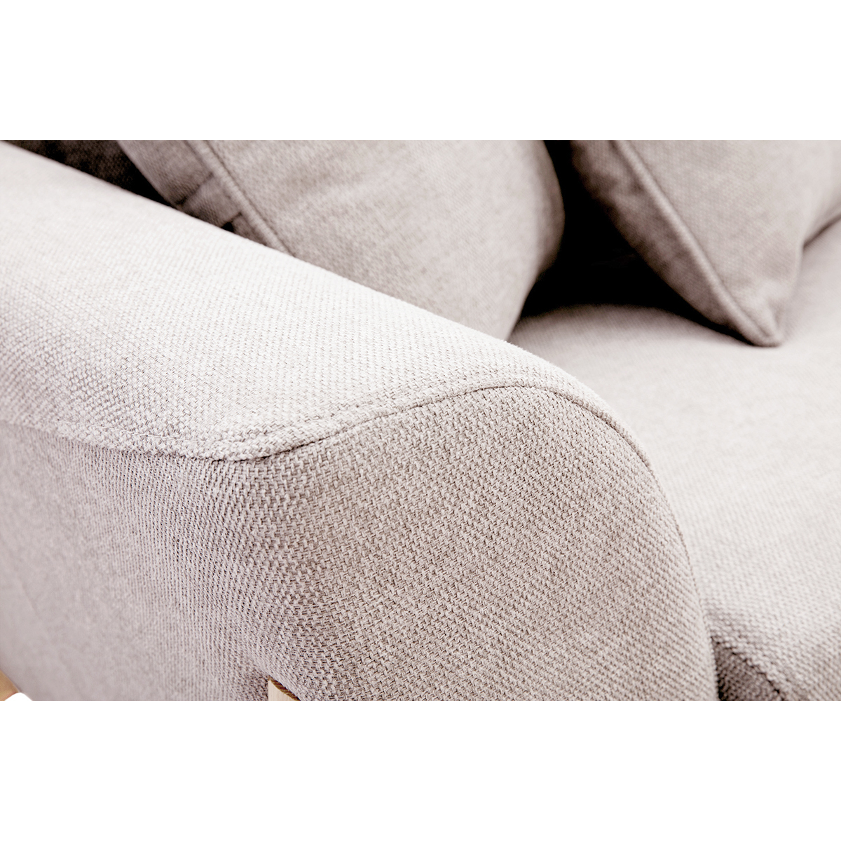 Canapé scandinave 2 places en tissu effet velours texturé beige et bois clair ASAKO beige, MILIBOO