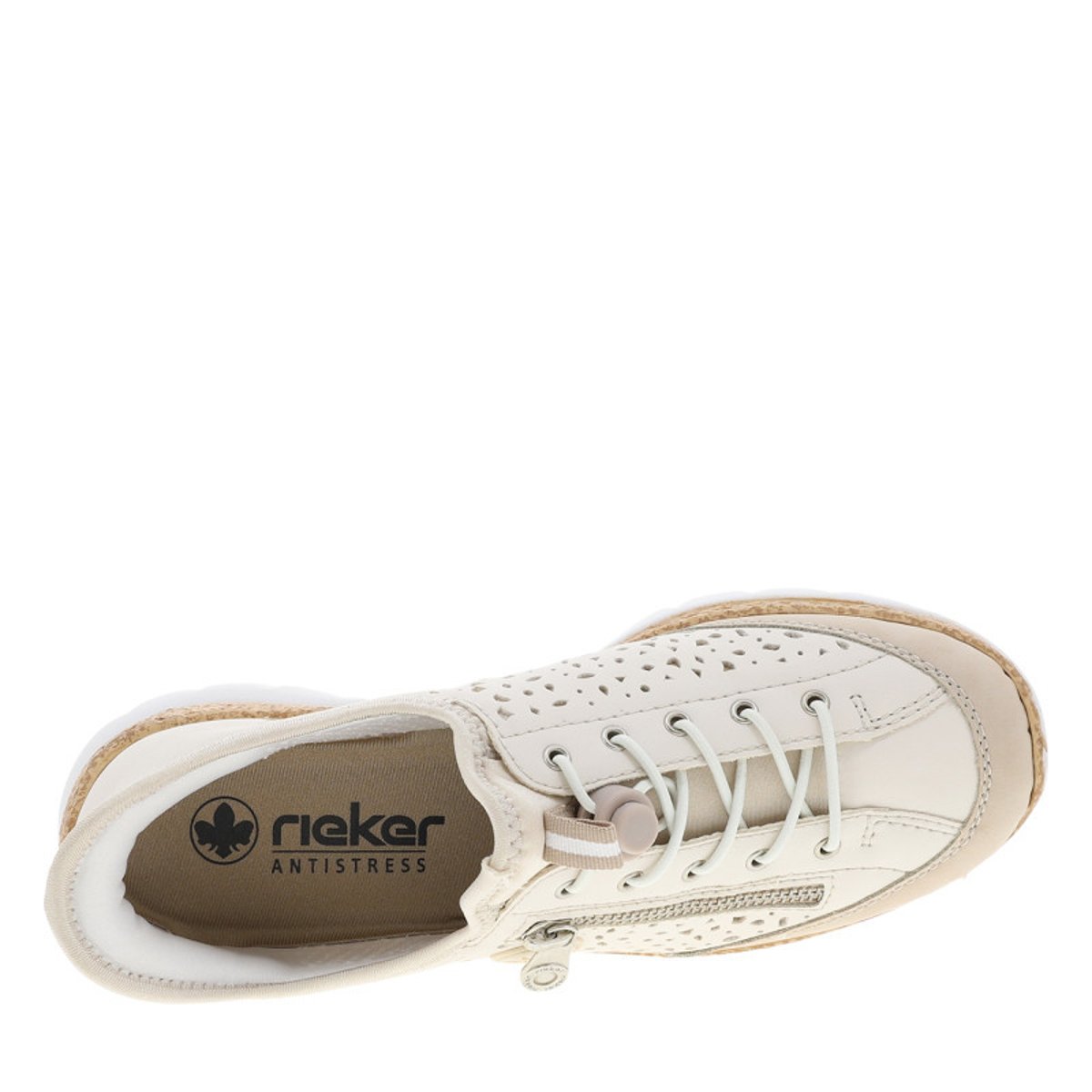 Sneakers FEMME RIEKER® perle et à slip-on beige, RIEKER
