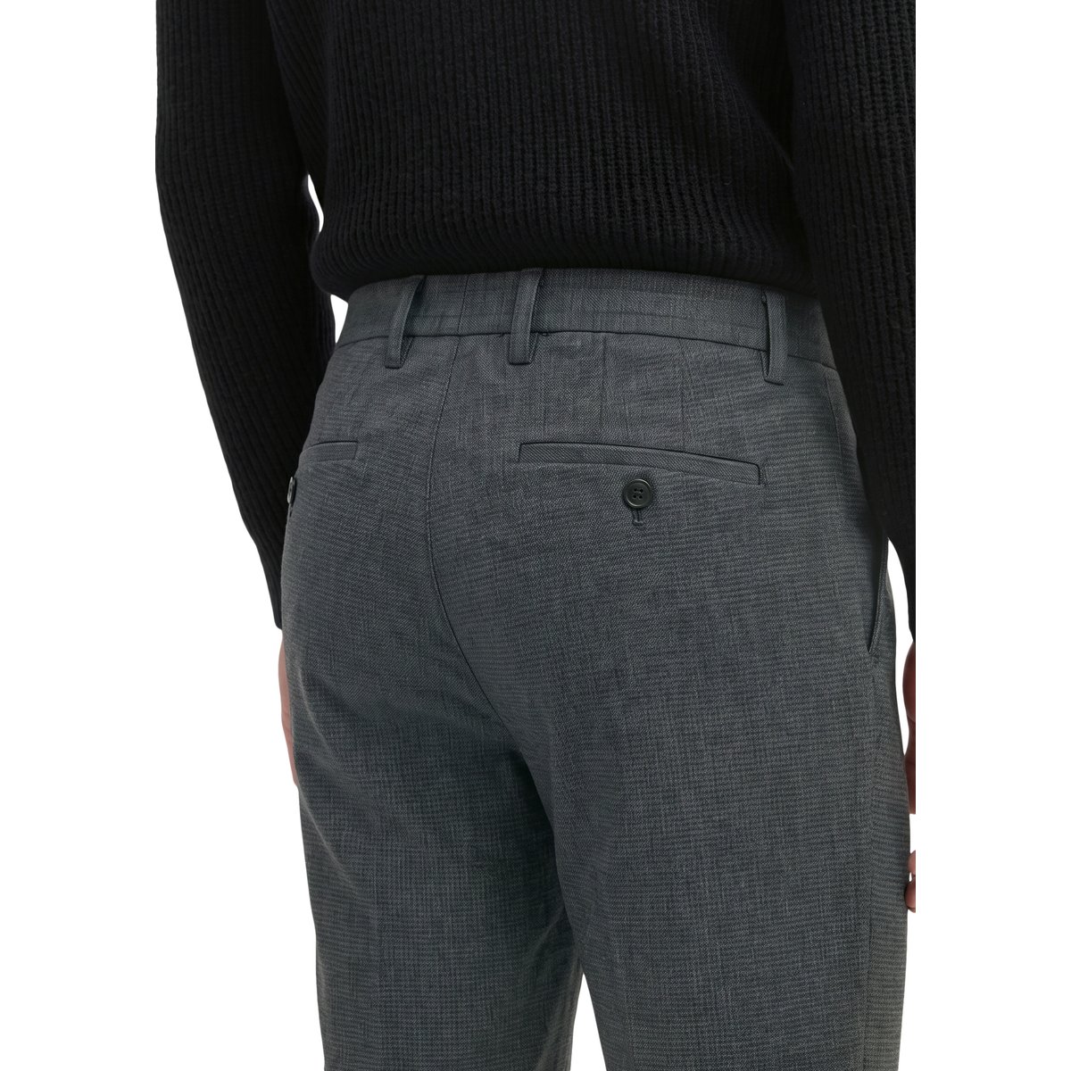 Pantalon chino modèle Morot, coupe jogger, plis, coupe fuselée en mélange élastique de coton bio et de viscose gris foncé, MARC O'POLO