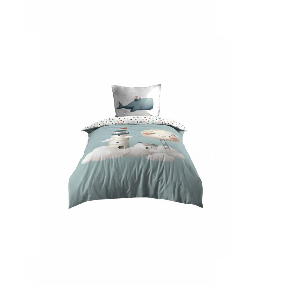 Housse de couette + taie Moby la baleine bleu, EDEN