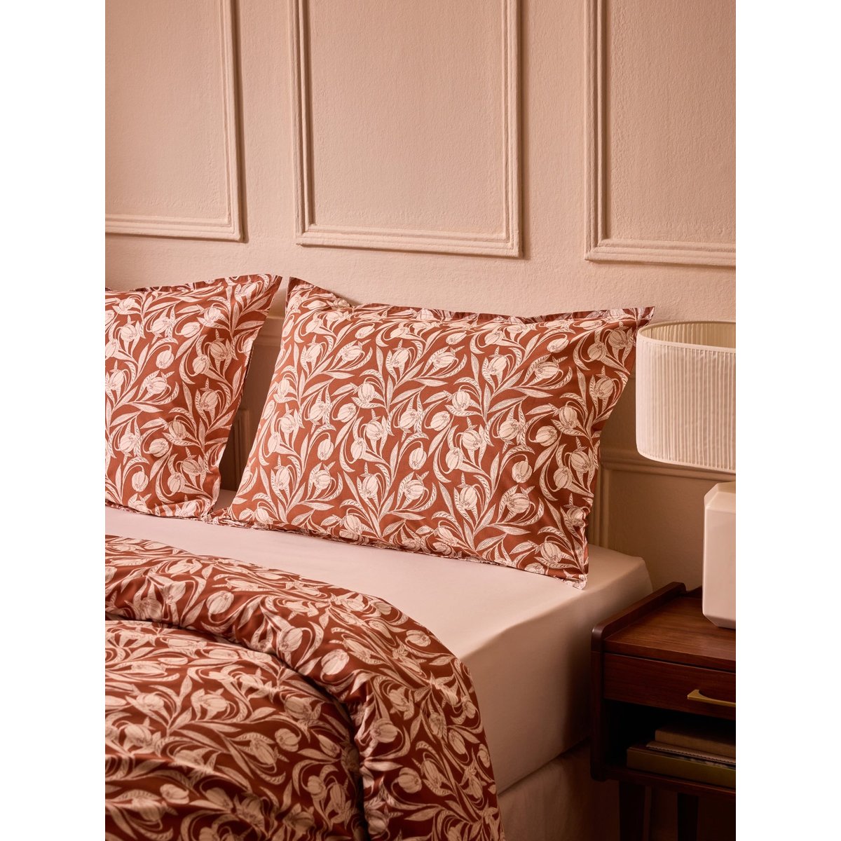 Taie d'oreiller percale de coton "Lucie" bordeaux, CYRILLUS