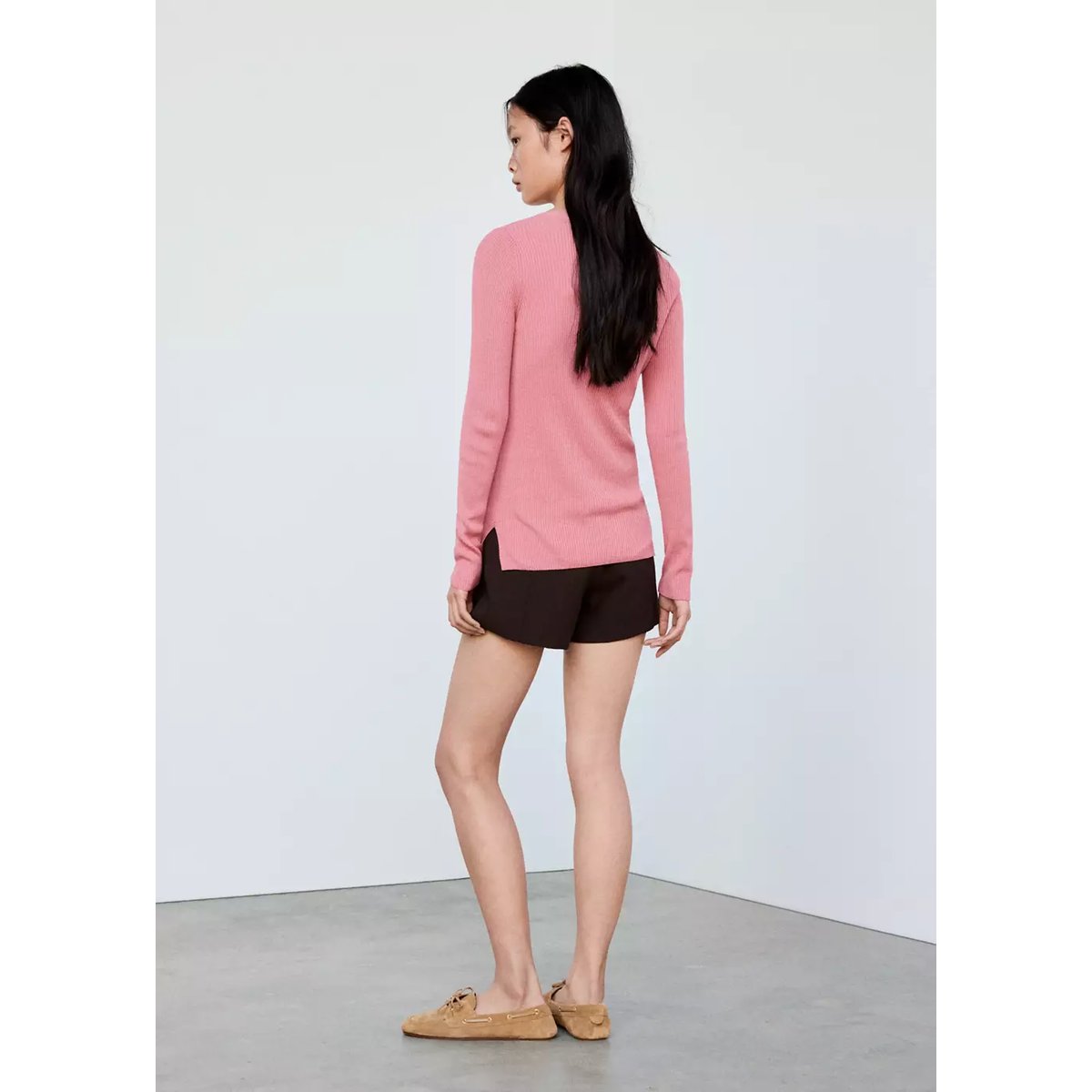 Cardigan côtelé boutons rose clair, MANGO
