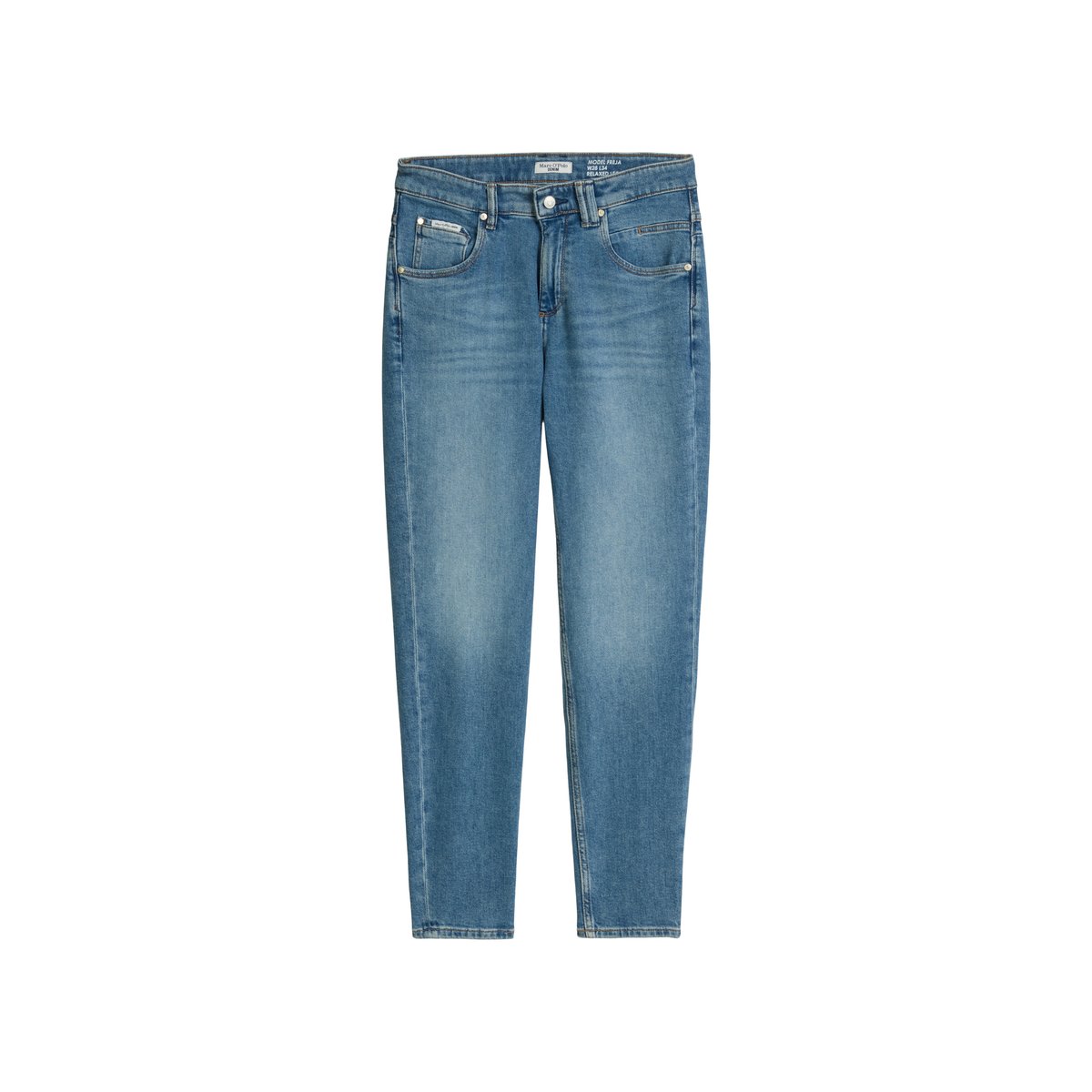 Jeans modèle Freja boyfriend ankle-length en mélange de coton organique et de lyocell bleu, MARC O’POLO DENIM