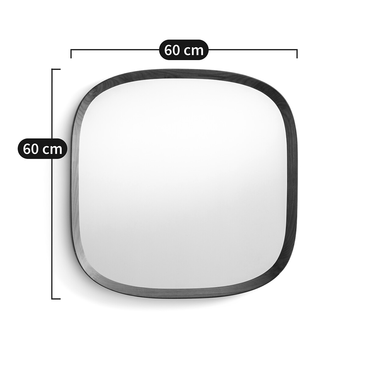 Orion 60cm High Solid Walnut Rounded Square Mirror walnut, AM.PM