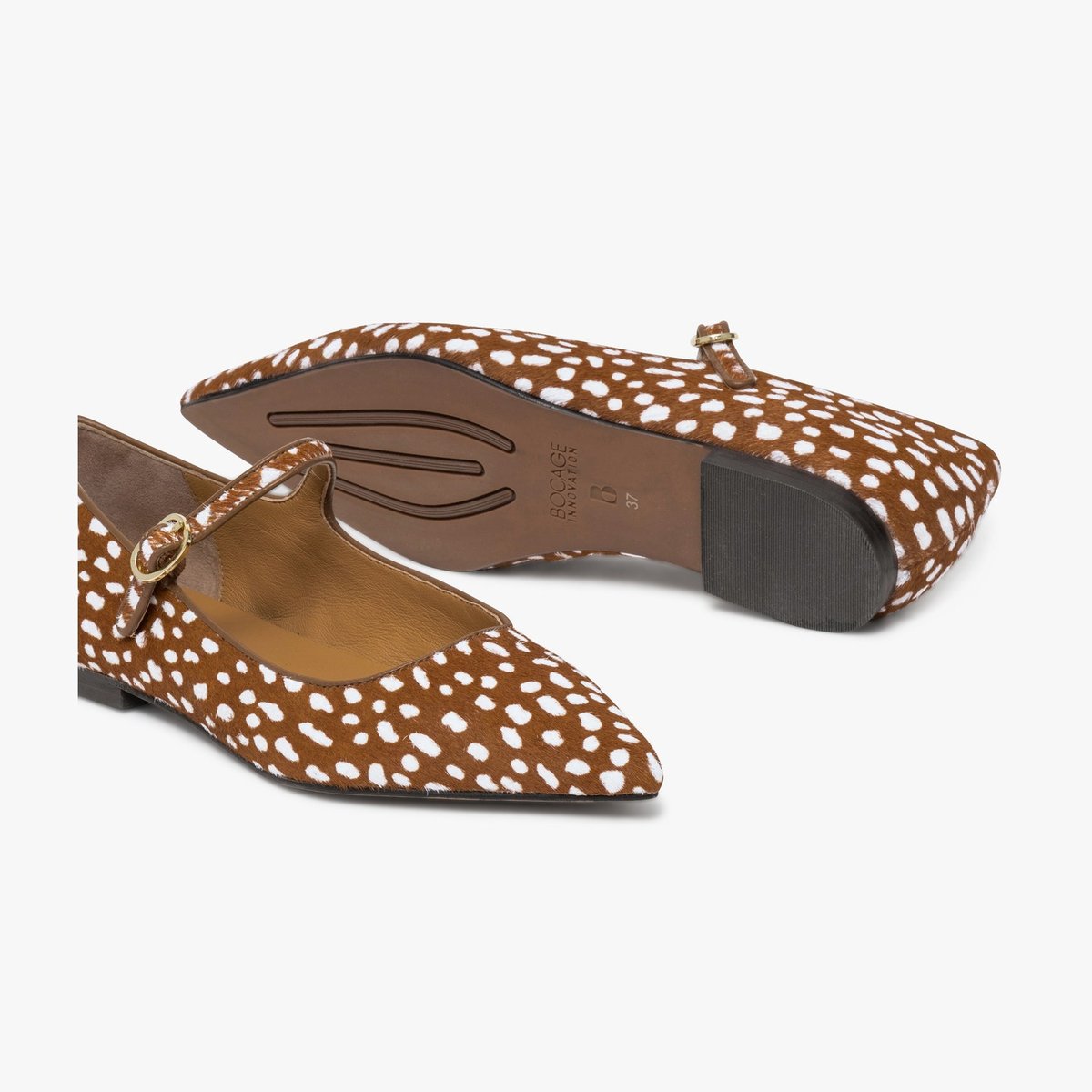 Ballerine en cuir BICHETTE camel camel/beige, BOCAGE