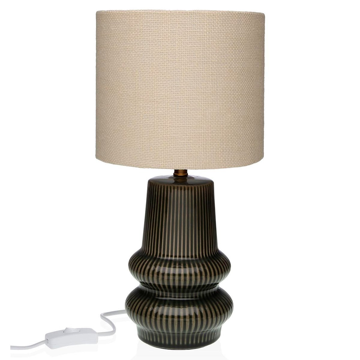 Lampe à poser en céramique verte et abat-jour beige 20x20x41.5cm vert, VERSA