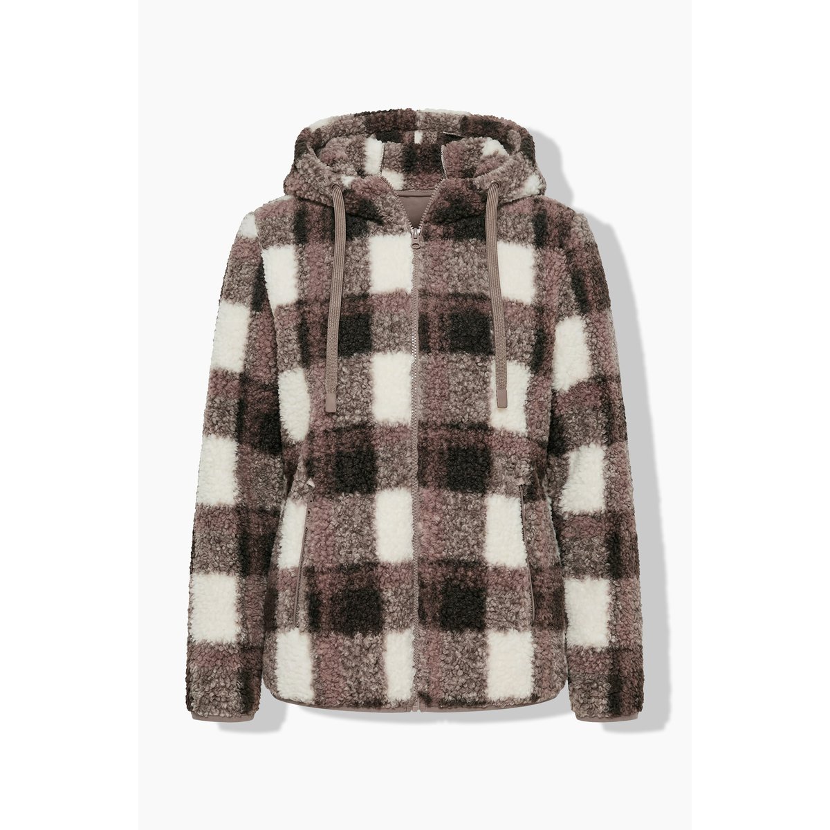 Veste longue en polaire bouclée taupe foncé, ULLA POPKEN