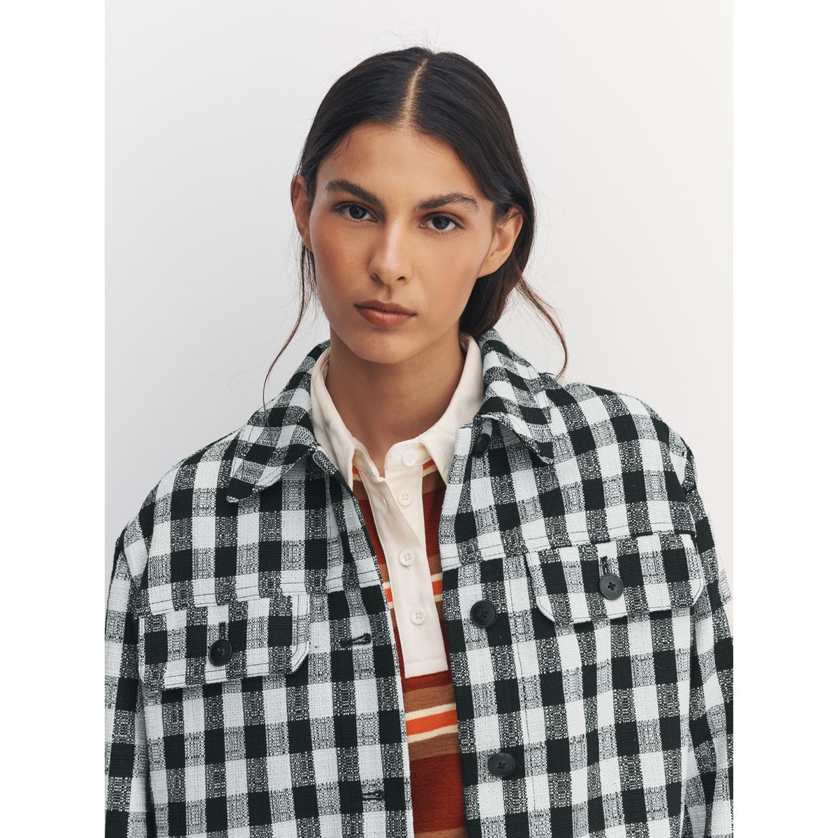 Veste-chemise bouclée bleu marine/blanc vichy, NEXT